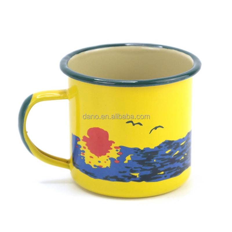 Popular Custom Mug Sublimation Logo Printed Sublimation Enamel Mug Set Camping White Coffee Enamel Cup Mug for Printing