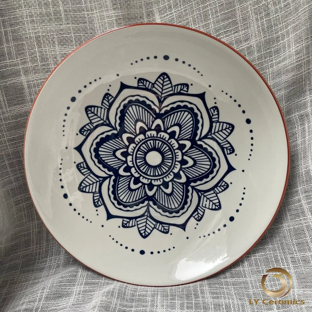 12.75" Rice Pasta Fuirt Plate Soup Bowl Healthly Pad Printing Porcelain Ceramic Kitchenware Tableware
