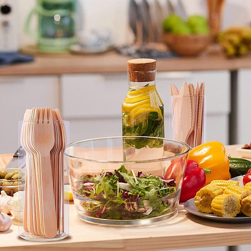 Set of 10 Disposable Wooden Sparking Spoons, Fork