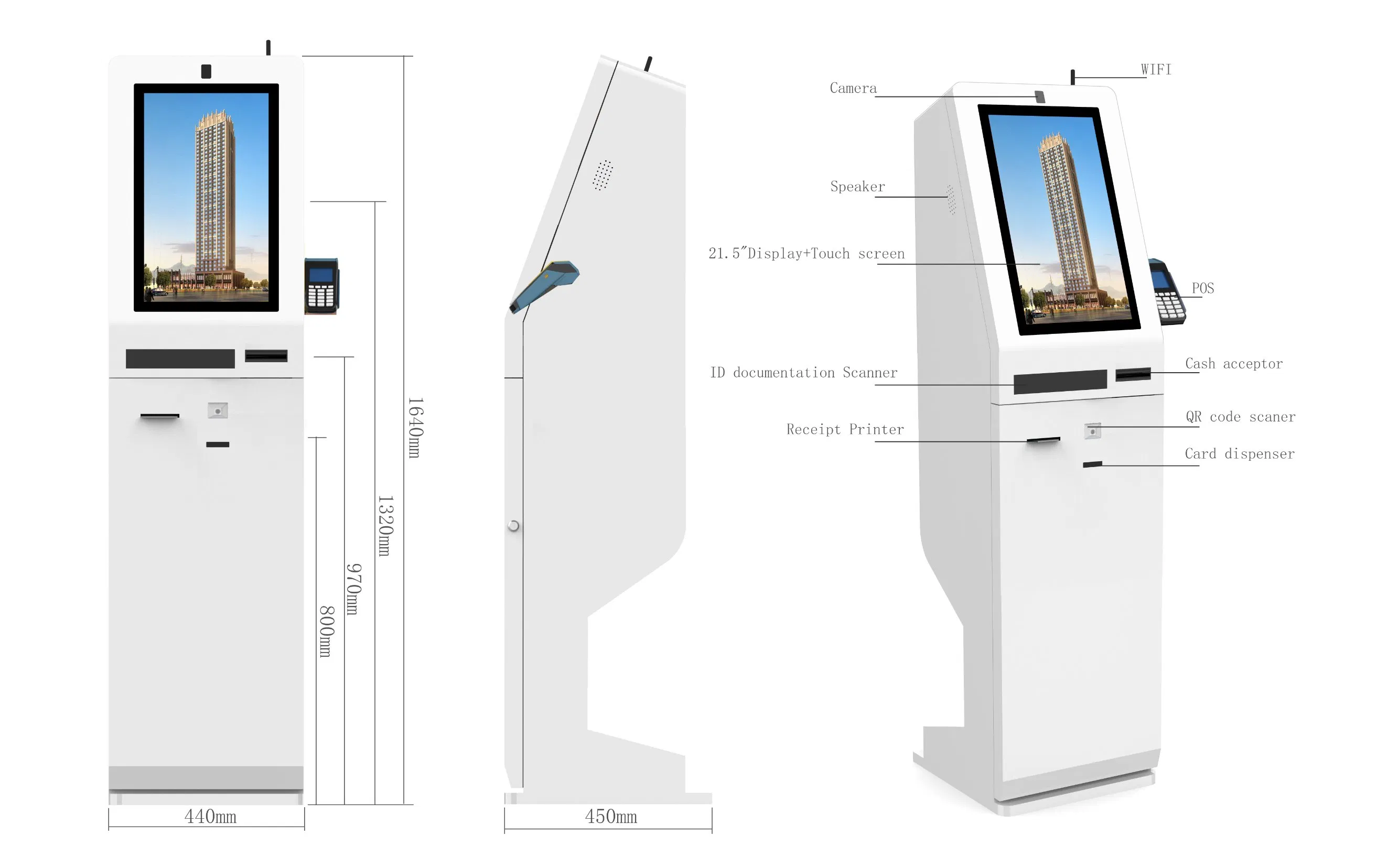 All-in-One Touch Screen Self Check in/Check out Room Card Issue Kiosk Machine for Hotel