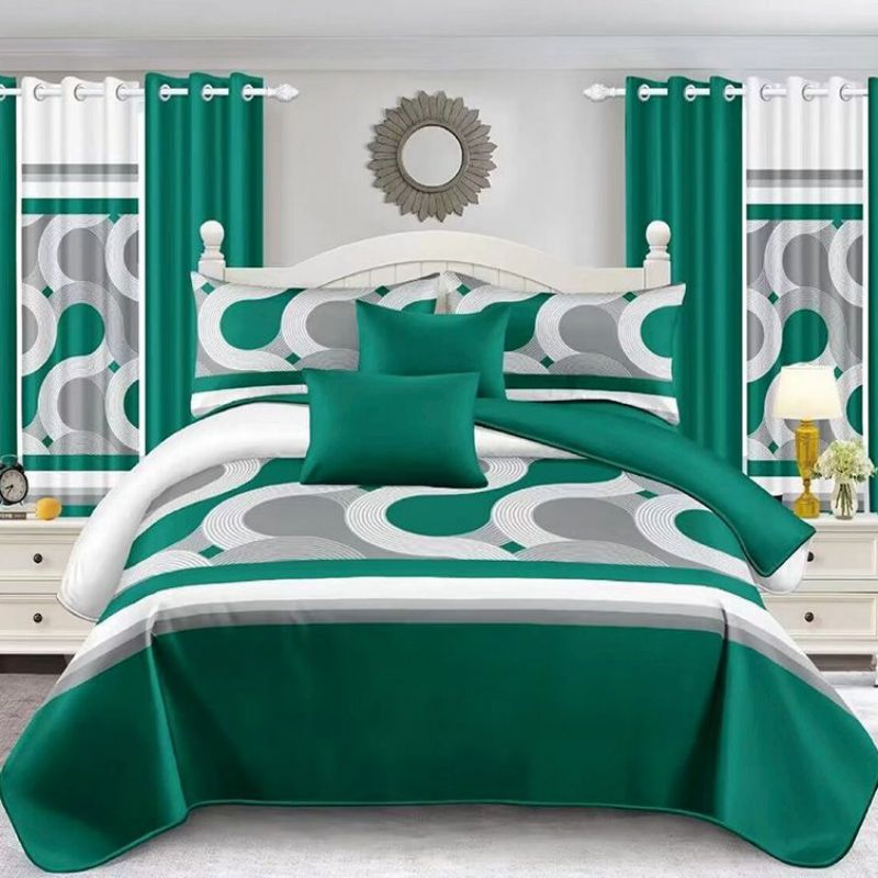 Wholesale Red Luxury Hotel Printing Polyester Bed Sheet Set Colored 11 Piece Home Textile Quilted Sheets Bedspread Bedding Set with Curtain