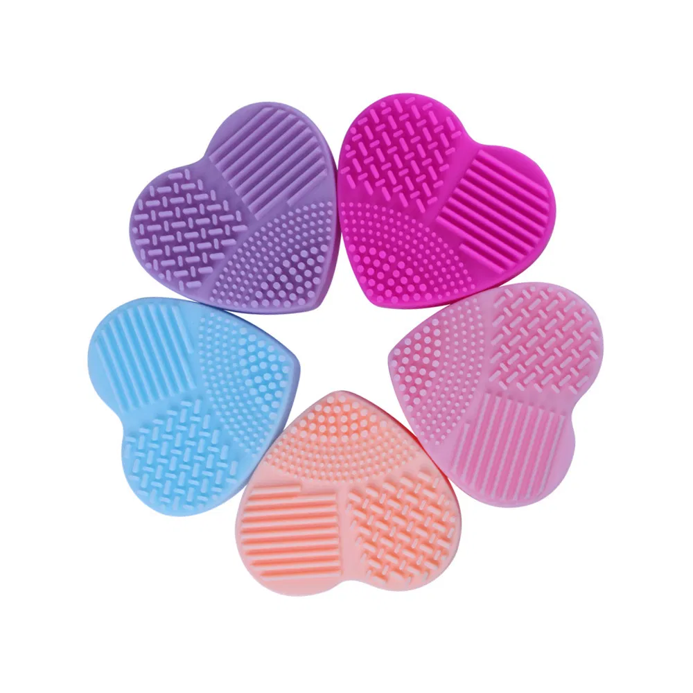 High Quality Cosmetic Cleaning Tools Heart Shape Pad Use Quick Clean Silicone Make up Brush Cleaner
