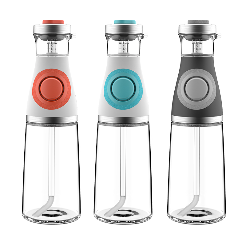500ml Best Quality Glass Oil Bottle with Gravity Spout Lid, New Olive Oil and Vinegar Measured Dispenser