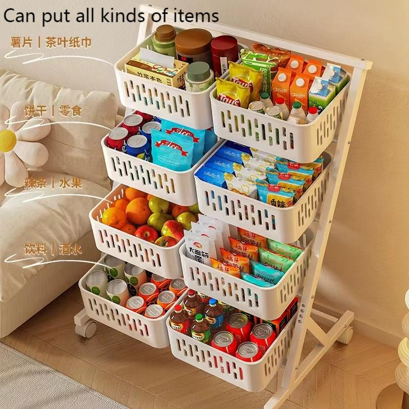 Stylish White Household Storage Rack for Fruits and Vegetables