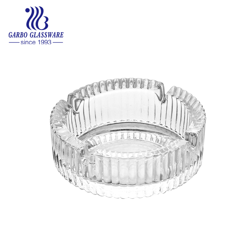 Stock Classic Glass Ashtray with Patterns Clear High Quality Round Glass Ashtray Table Decor Accessory