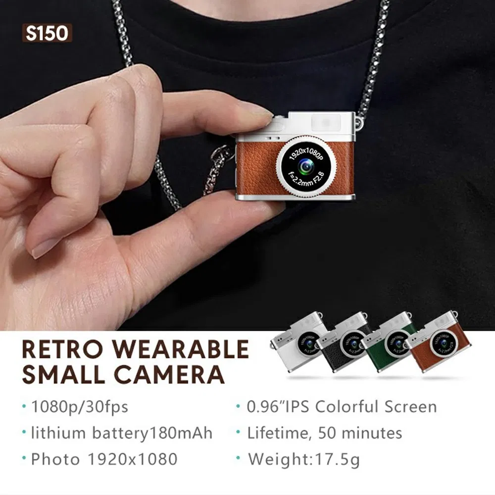 1080P HD 0.96 Inch IPS Display Necklace Pendant Retro Mini Camera