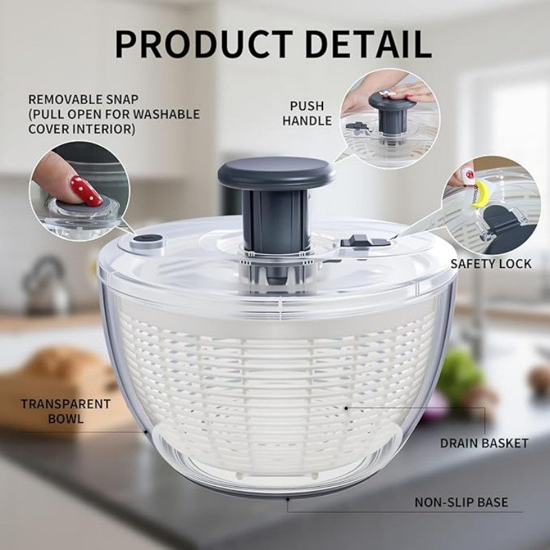 Creative Design Multifunctional Salad Spinner Hand Crank Vegetables Dryer