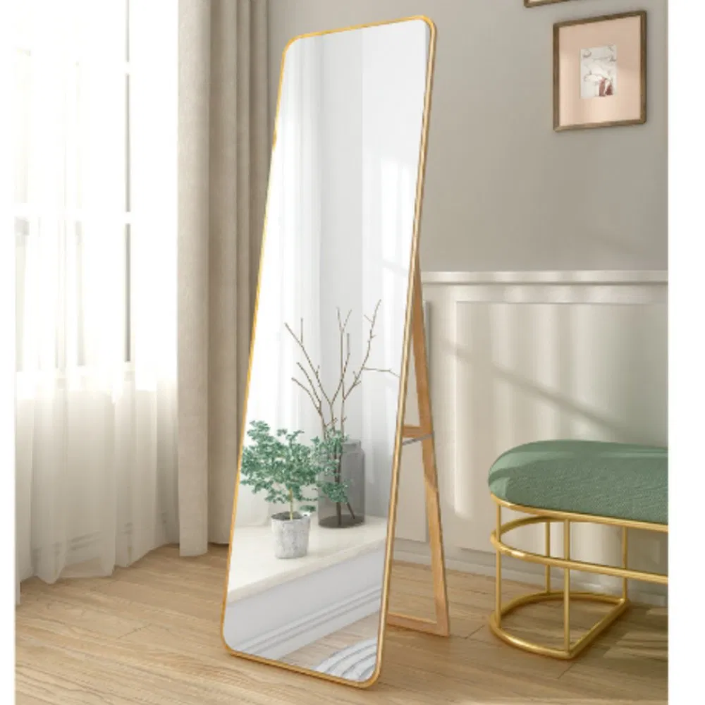 Foldable and Retractable Wooden Clothing Store Floor-Standing Full-Length Mirror