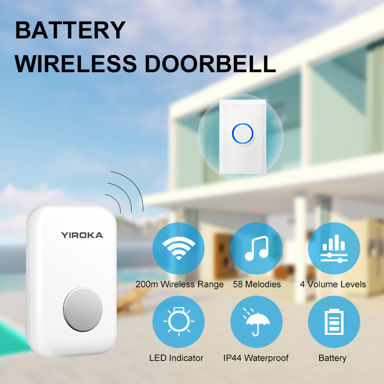 Wireless Battery Doorbell with Plug-in Receiver