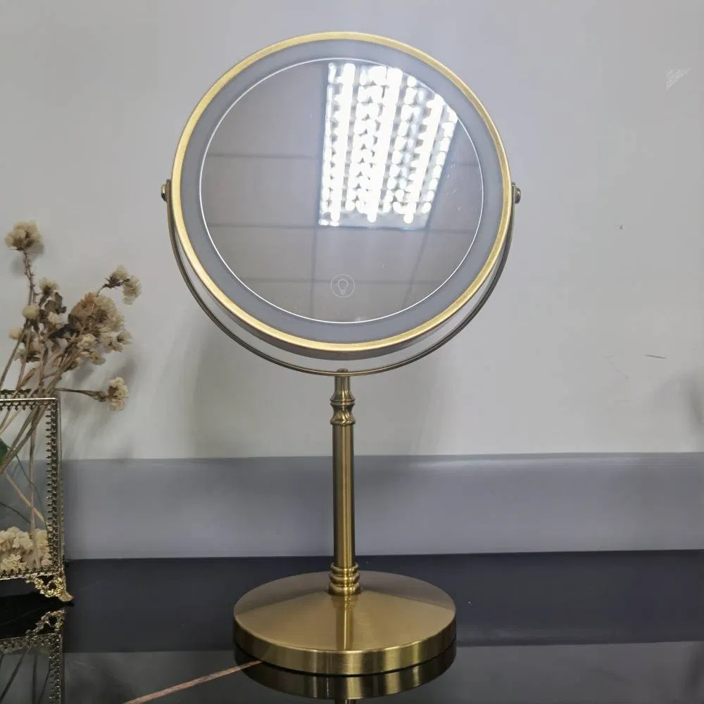 Lighted Makeup Mirror, 8" Rechargeable Double Sided Magnifying Mirror with 3 Colors, 1X/10X 360° Rotation Touch Screen Vanity Mirror