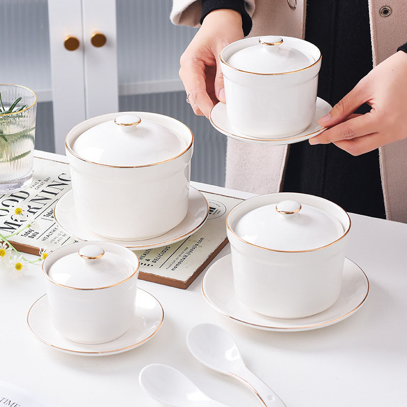 Ceramic Covered Waterproof Stew Pot Commercial Hotel Restaurant Dinnerware Set