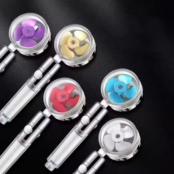 High Efficiency Rotating Shower Head for Water Conservation