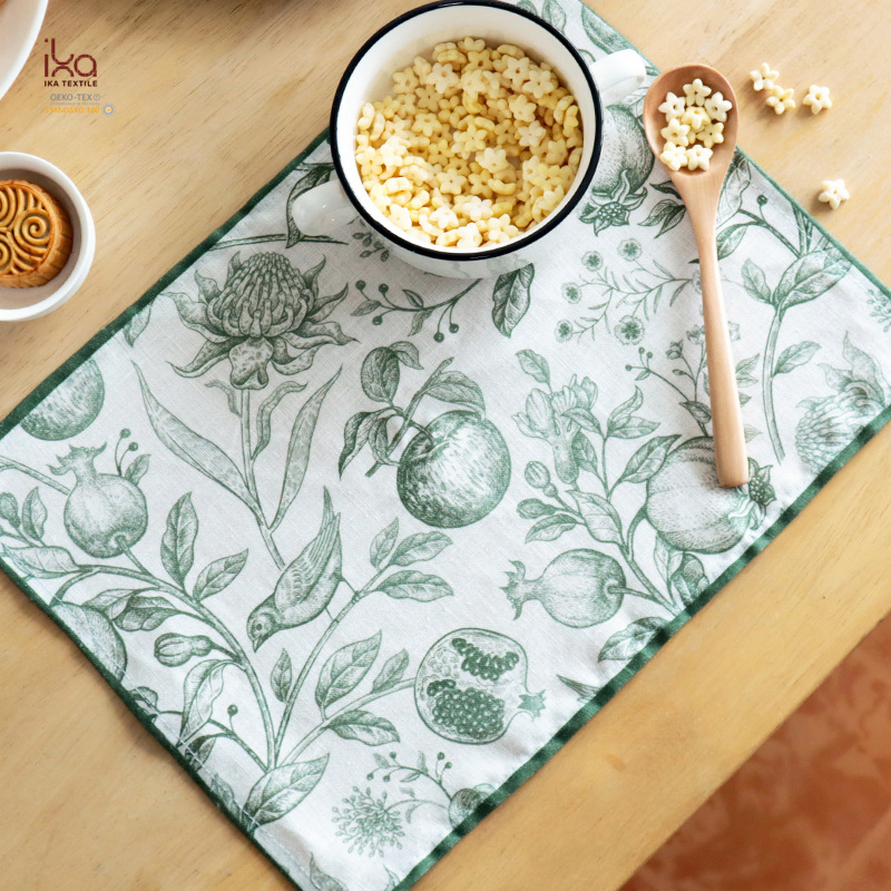 Floral Dinner Coffee Cloth Activity Rectangle Woven Heat Resistant Custom Design Kitchen Table Linen Placemat
