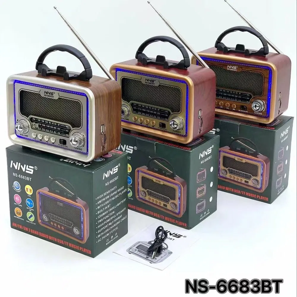 Ретро радио NS6683BT с Bluetooth, деревянный корпус