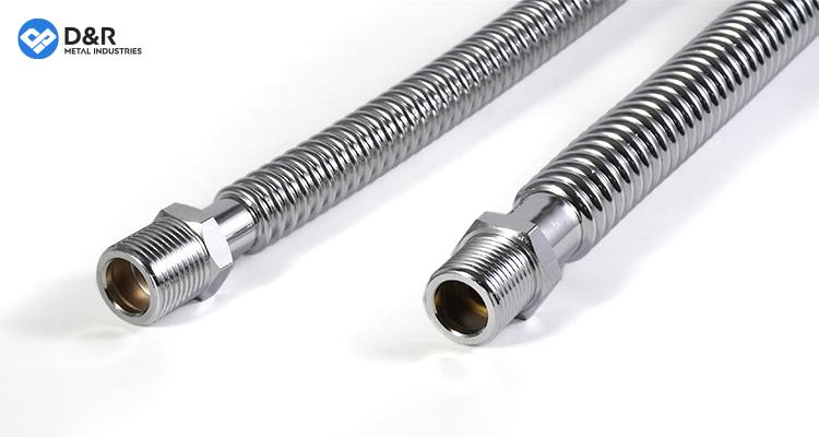 D&R Plumbing 1/2" DN20 1" Custom Lengths Flexible Metal Hose with Braided with Corrugated Type