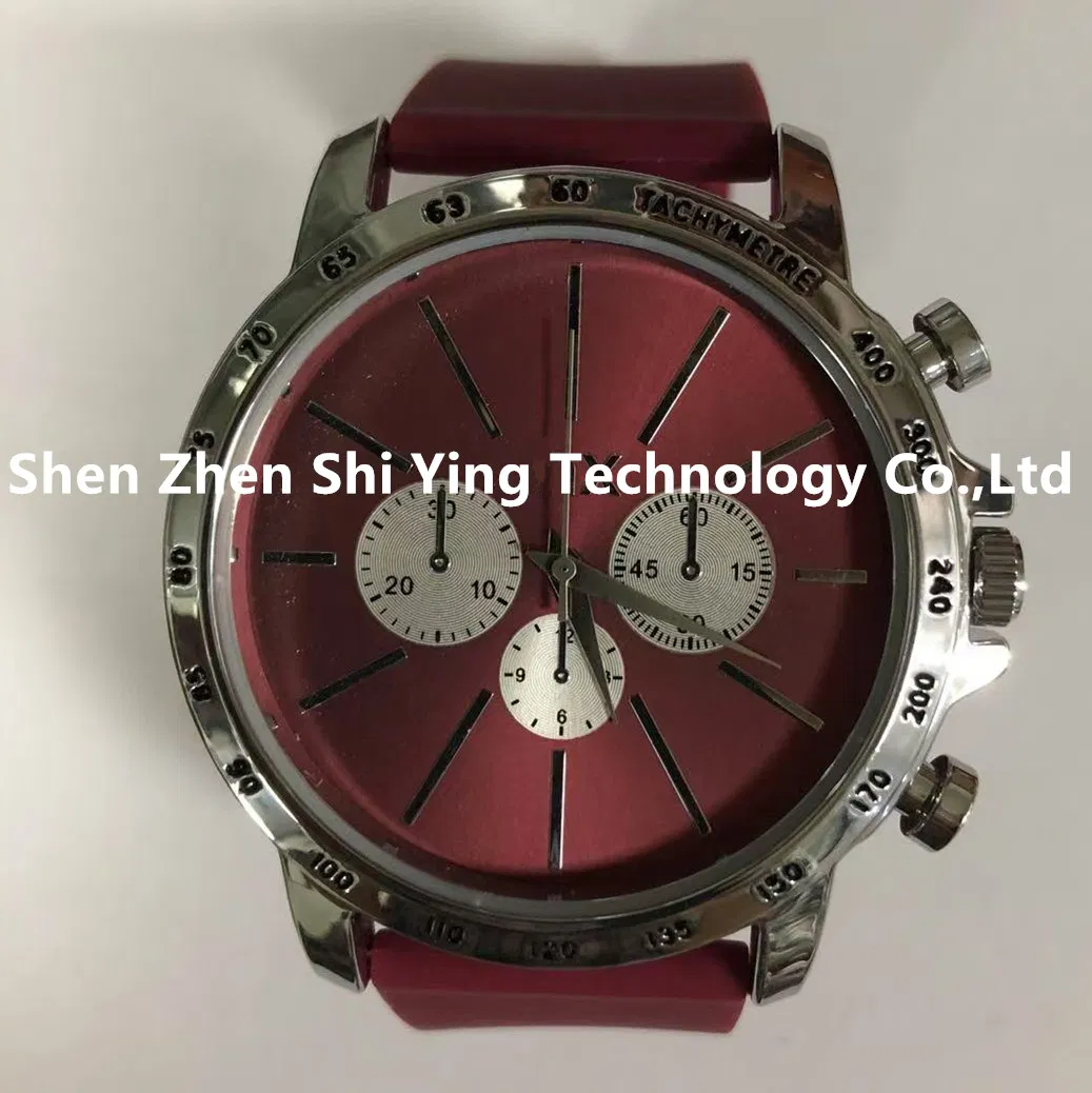 Men's Gift Alloy Fashion Sports Waterproof Quartz Wrist Watch with Silicon Strap