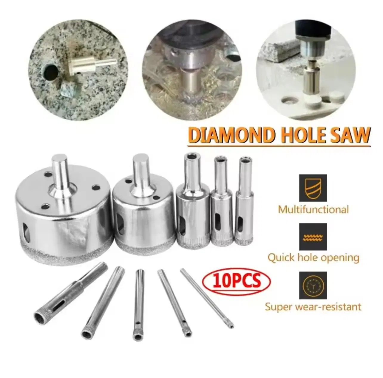 Drill Bits Set Diamond Core Hole Saw for Glass and Ceramic (SCD650ZB)