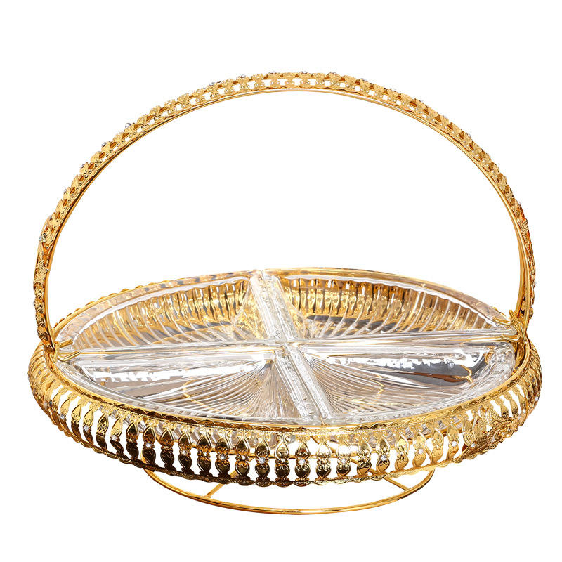 Gold Metal Party Service Tray, Fruit Tray