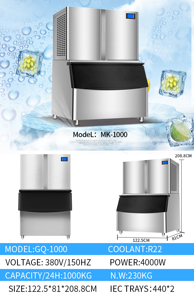 Commercial 1000kg Output Capacity Ice Cube Making Machine Ice Maker Equipment (CE Certificate)