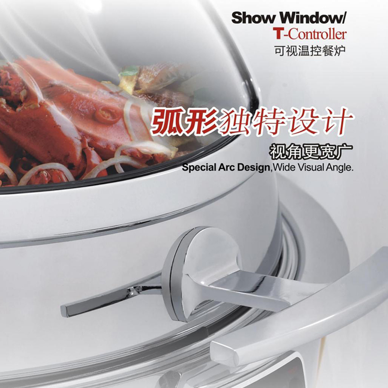 Stainless Steel Glass Cover Round Buffet Soup Stove Special for Hotel and Restaurant