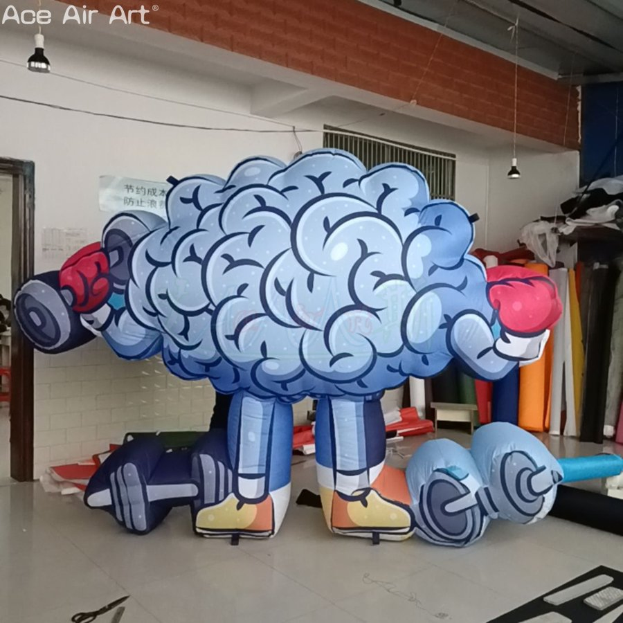 Cartoon Boxing Brain Inflatable Mascot, Creative Fitness Themed Event Inflatable Character