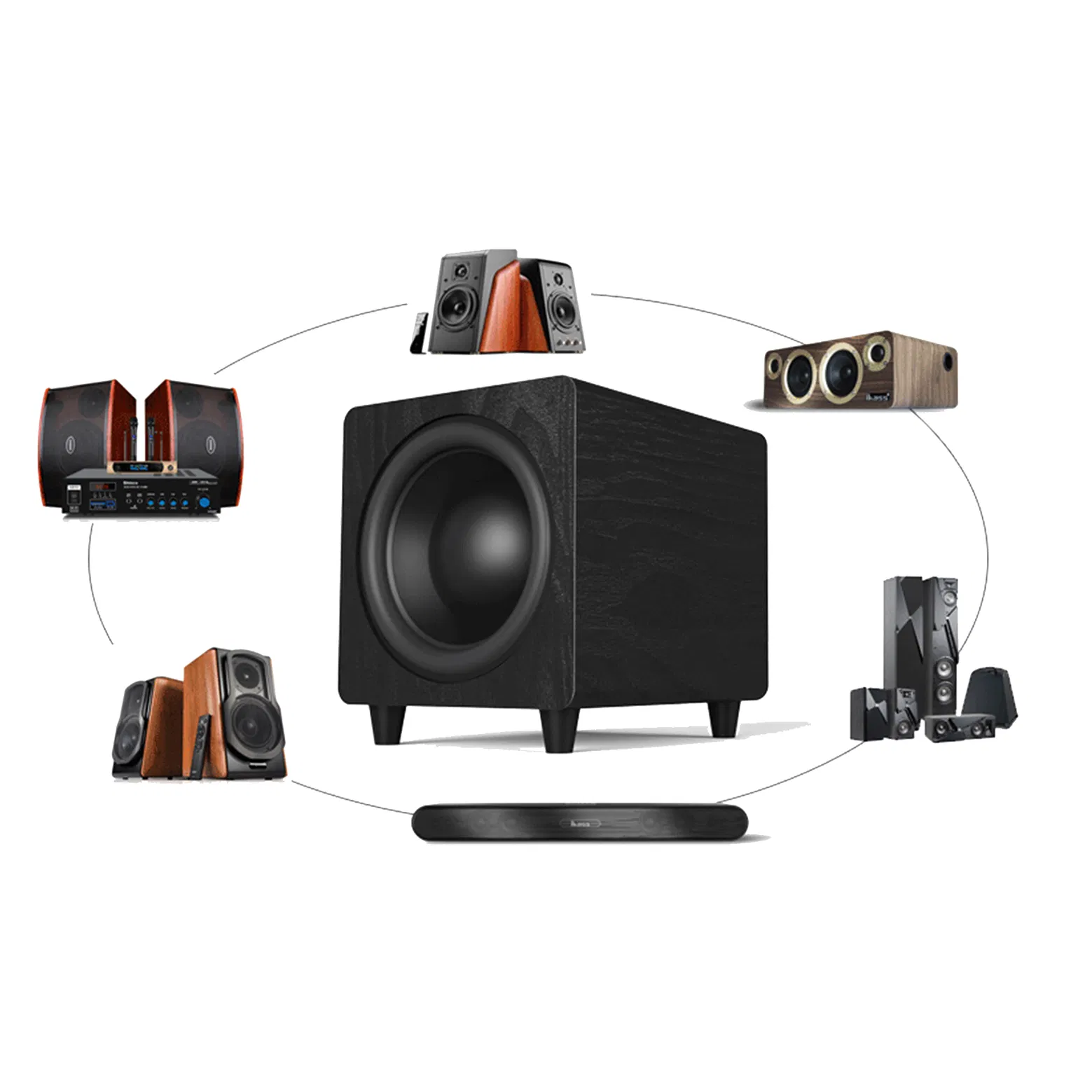 10 Inch 300W High Performance New Fashion Home Theater Active Heavy Subwoofer Active Speaker for Arbitrary Connection
