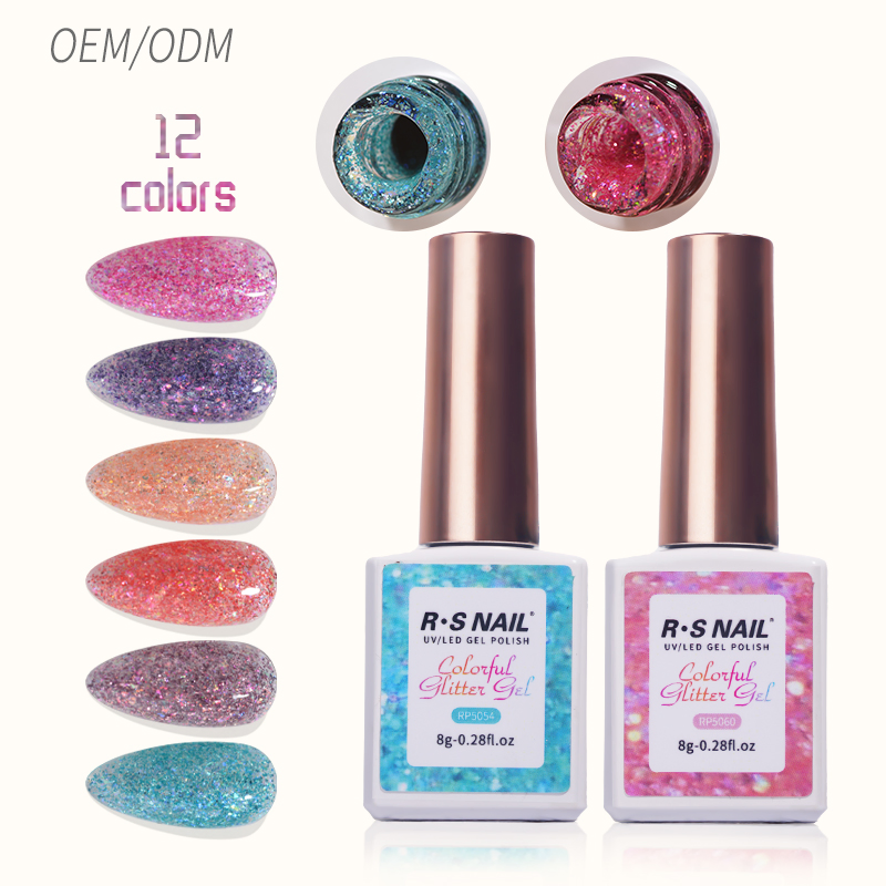R S Nail OEM Wholesales Semipermanent Colorful Glitter 3 Step Gel Nail Paiting Gel Color UV LED Nails Function Gel Polish