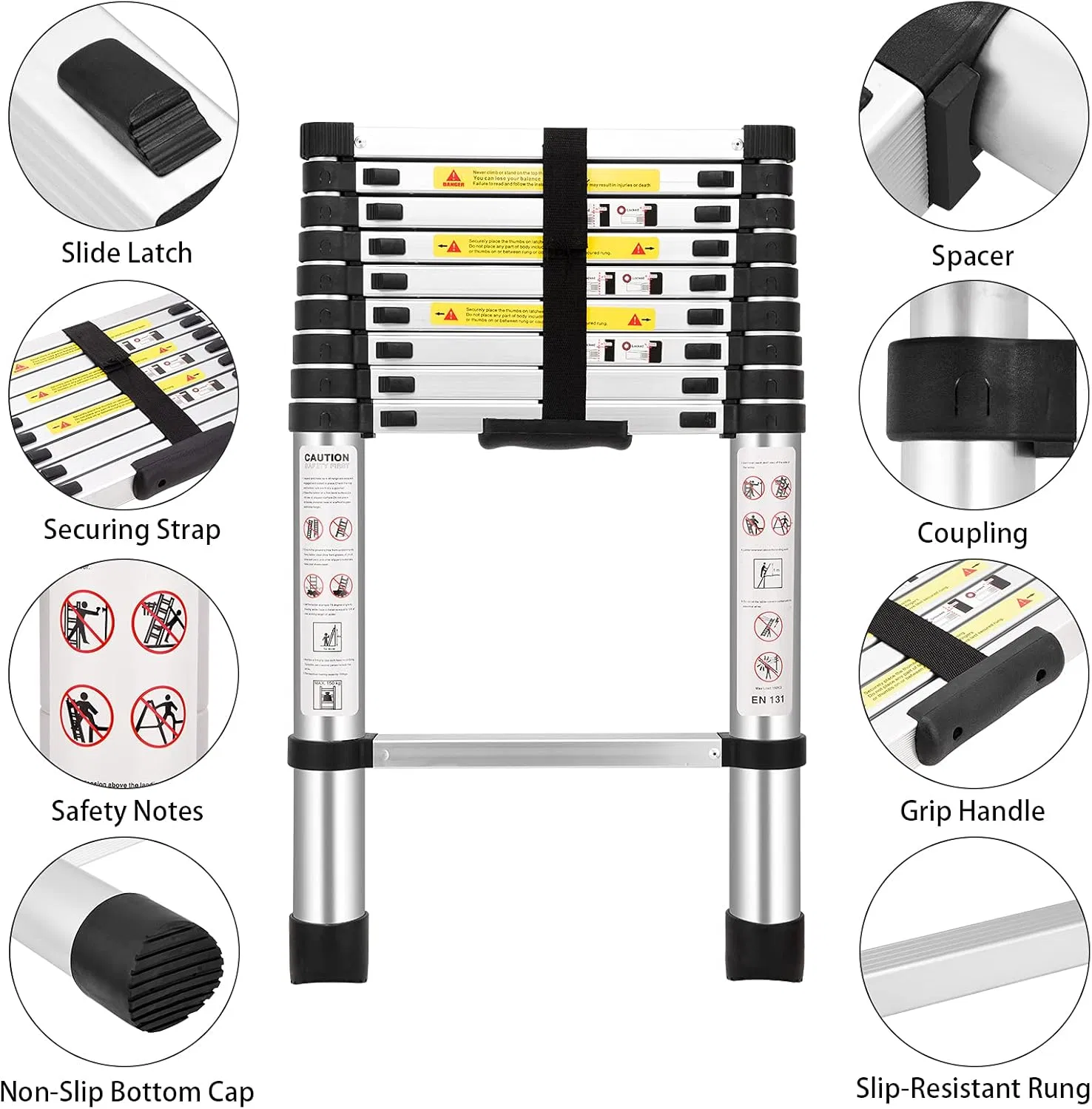 Multifunction Telescoping Extension Ladder Aluminum Collapsible Telescopic Attic Ceiling Ladder Heavy Duty Best Wholesale Price
