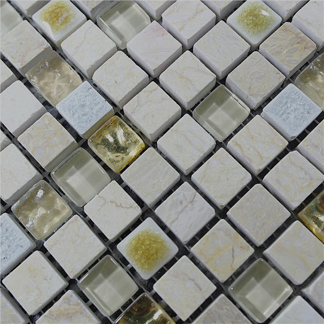 Hot Sale Yellow Color Marble Mixed Glass Mosaic for Bathroom Wall