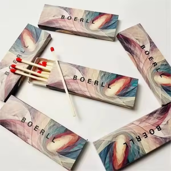 Boxed Artistic Candle Colorful Boxed Matches Special Wooden Stick Match White Paper Matchbox