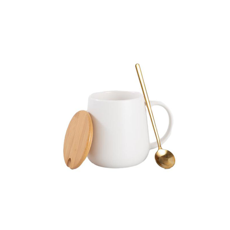 Porcelain Cup Wooden Lid and Spoon Tea Moments Porcelain Cup
