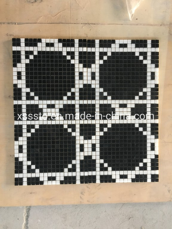Marble Black and White Mosaic Tiles for Flooring/Wall/Bathroom/Backsplash