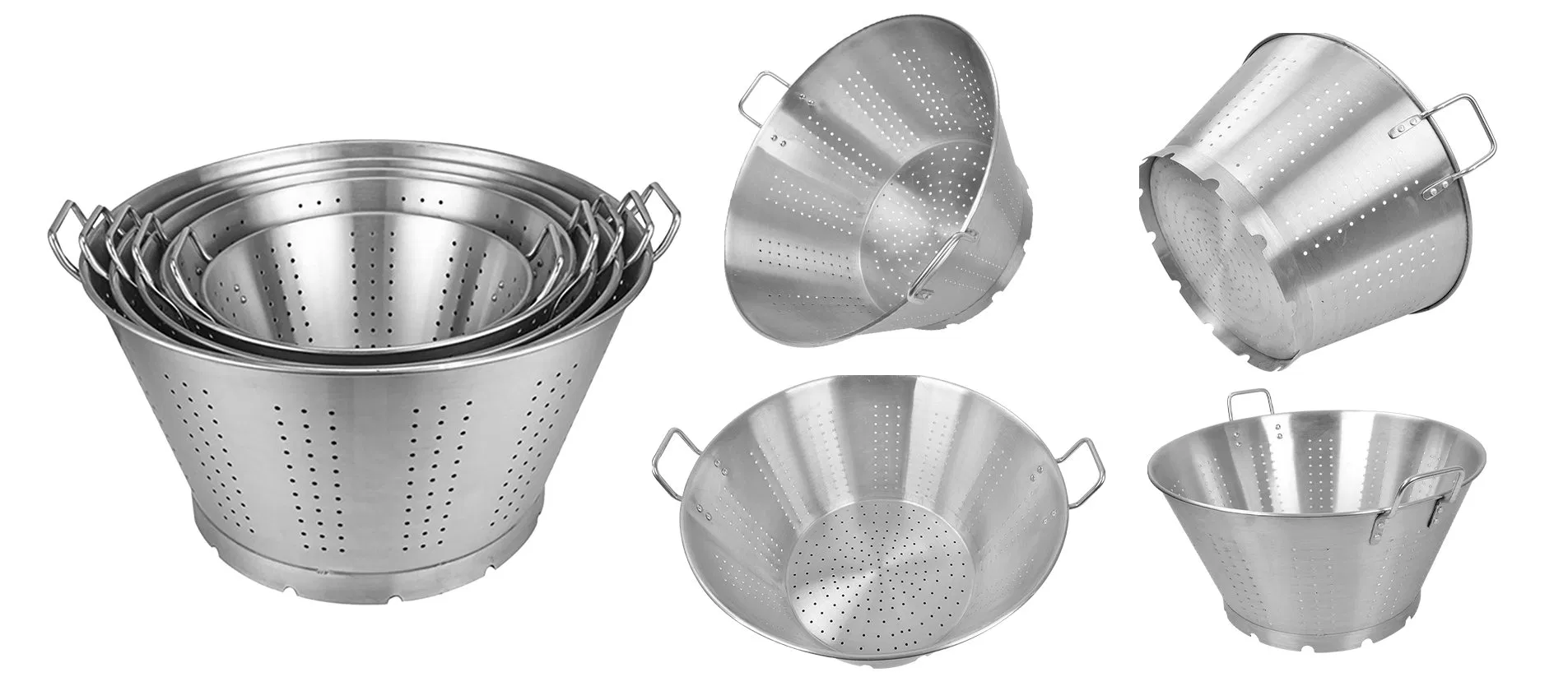Washing Bowl Stainless Steel Vegetables Strainer Frying Food Basket with Handles