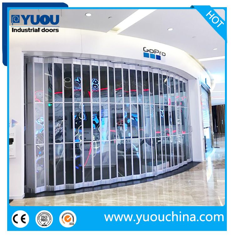 Commercial Polycarbonate Crystal Bi-Fold Sling Door Shop Front PC Folding Door for Shopping Malls