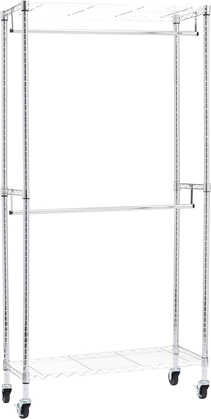 Storage Shelves Heavy Duty Rolling Clothing Closet Organizer Garment Rack