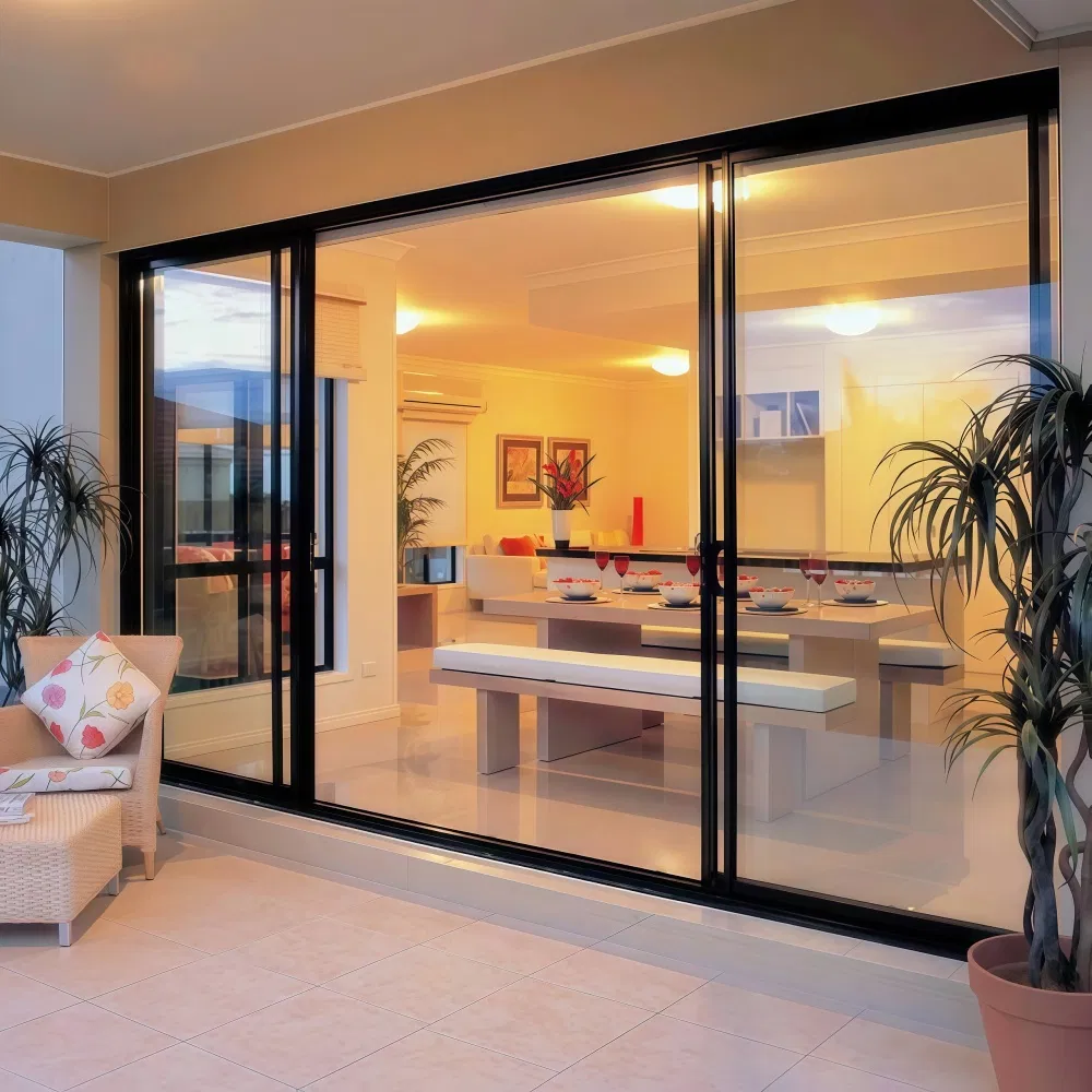 Automatic Aluminum Sliding Aluminium Glass Closet Patio Double Cavity Modern Kitchen Exterior Door