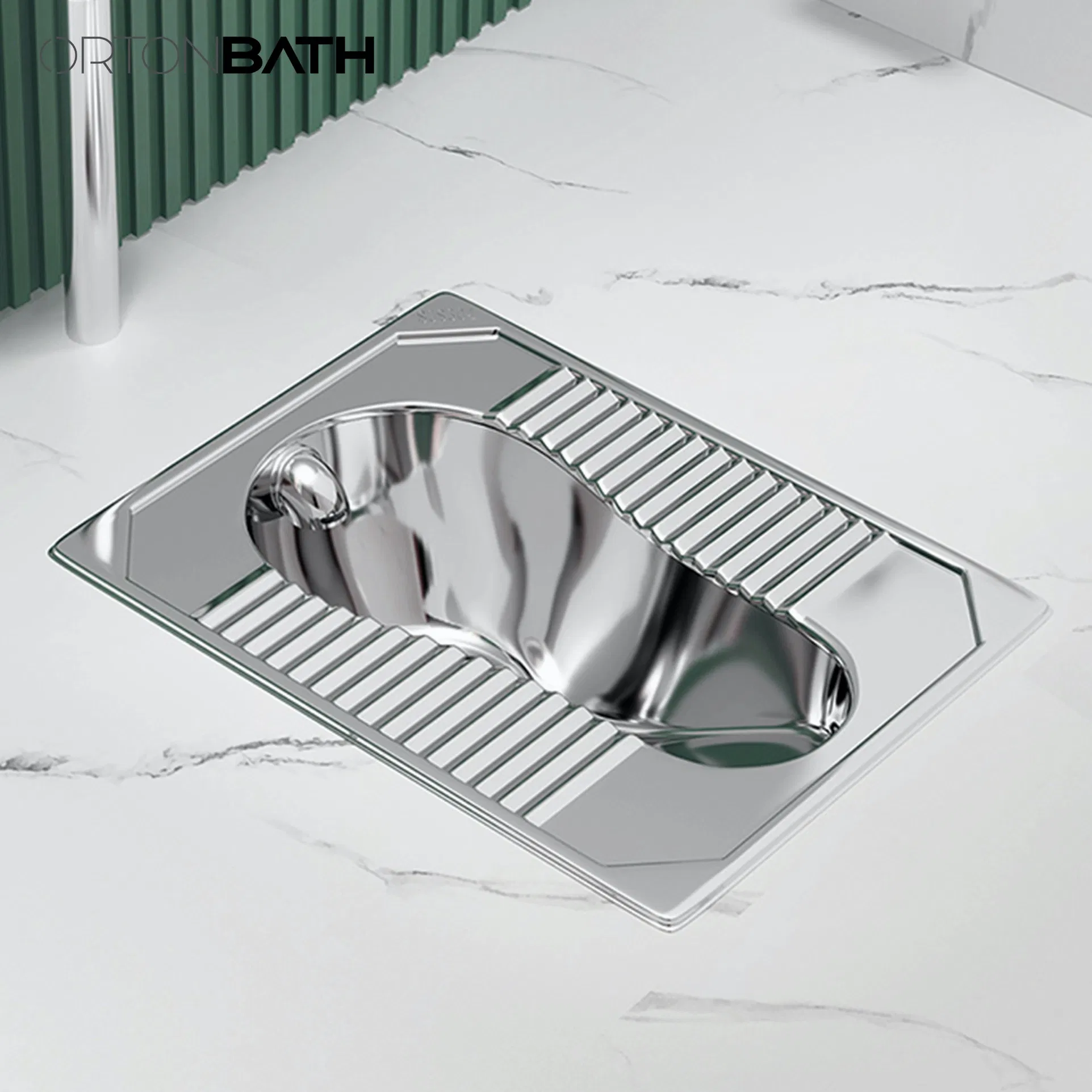 Ortonbath Commercial Stainless Steel Piss Wc Squatting Pan Toilet Squat Wc Pan for Prison Train Commerical Area