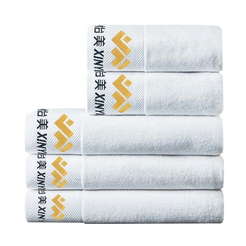 Logo Custom Wholesale Supply 100 Pure Cotton White Hotel SPA Bath Towels