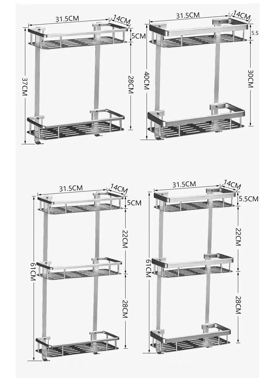 Bath Accessories Holder Aluminum Towel Shelves Bathroom Rack