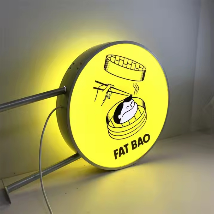 Outdoor Advertising Round Rotating LED Logo Sign 3D Acrylic Light Box Display