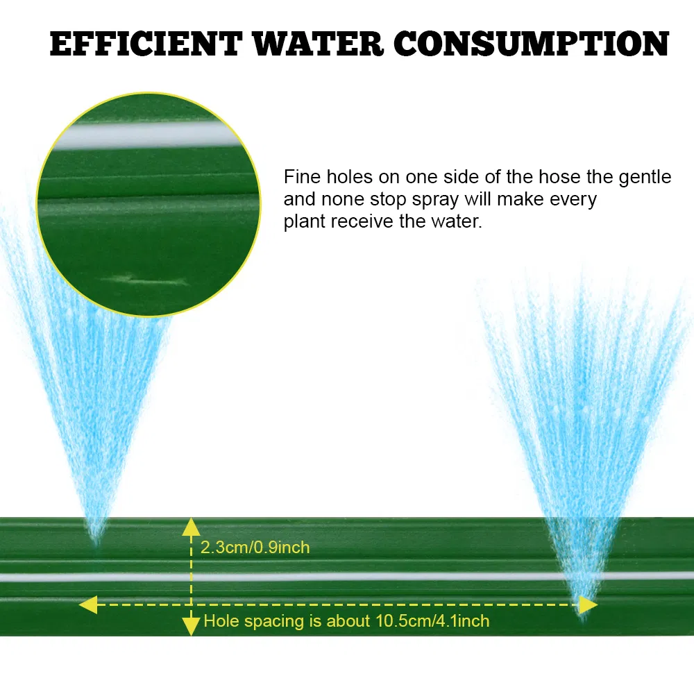 50FT Professional Flat Soaker and Sprinkler 3-Paths Garden Watering Irrigation Hose with Brass Connector 3-Waterway Hose