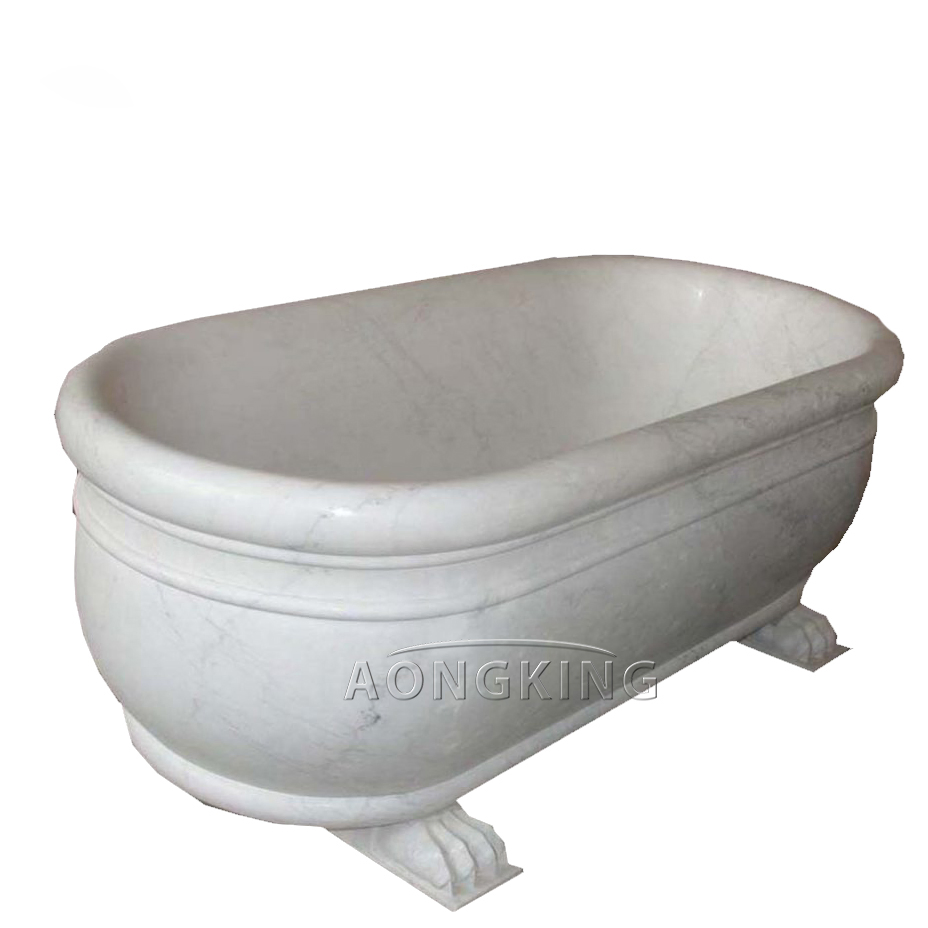 Natural Marble Stone Customized Oval Simple Freestanding Bathtub