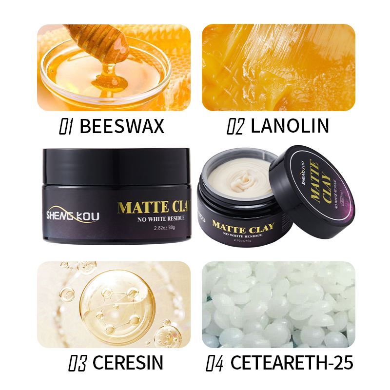 Custom Logo Wholesale Matte Mud Natural Hair Styling Paste Products No Shine Strong Hold Hair Clay for Men