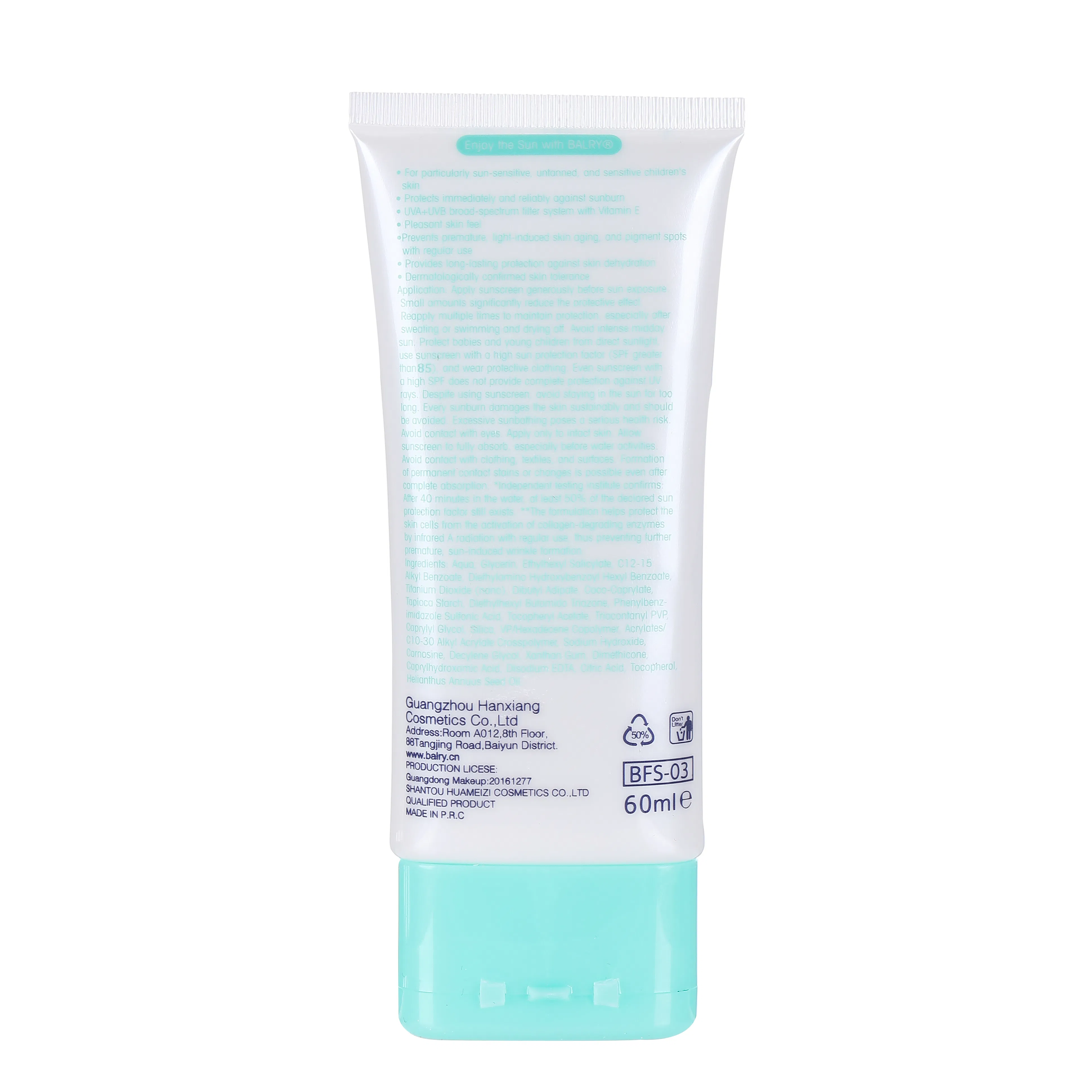 Whitening Waterproof Gentle Vitamin E Sunblock SPF85 Protection Sunscreen Cream for Children