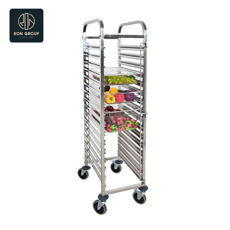 Stainless Steel Gn Pan Service Cart for Commercial Kitchens