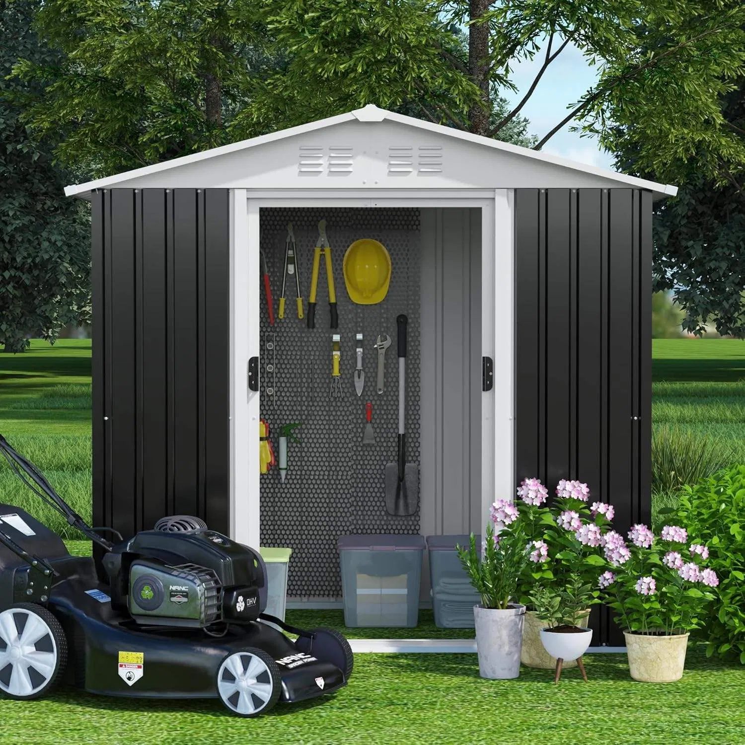 8*6FT Multifunctional Tool House for DIY Project Tool Storage and Outdoor Shelter Storage Shed Garden Home Shed Casetta Giardino