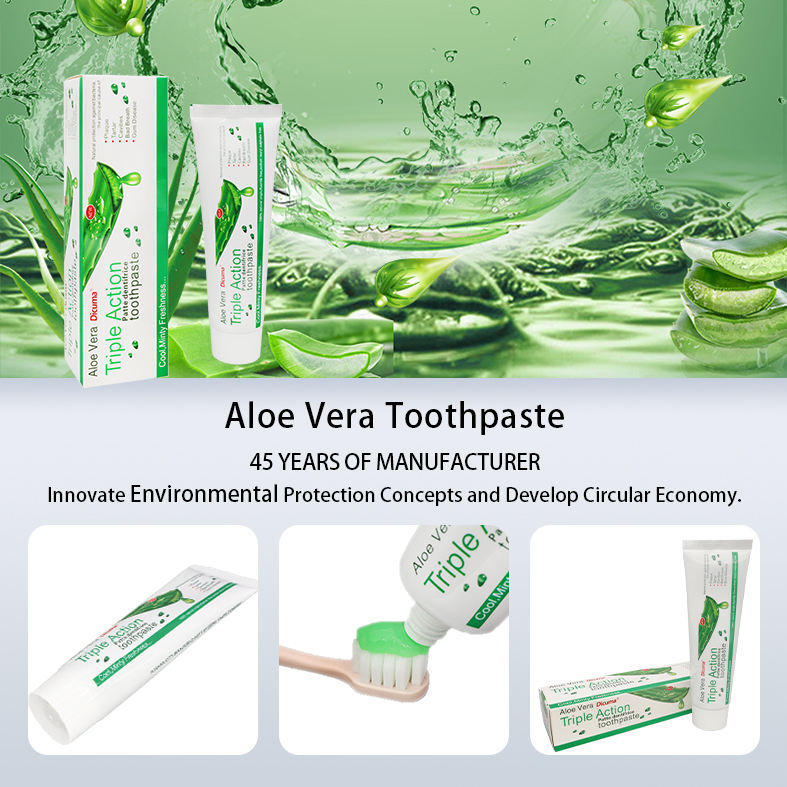 Aloe Vera Toothpaste Green OEM Soothing Sensitive for Care Whitening Organic Fresh Mint Flavored 100g Custom