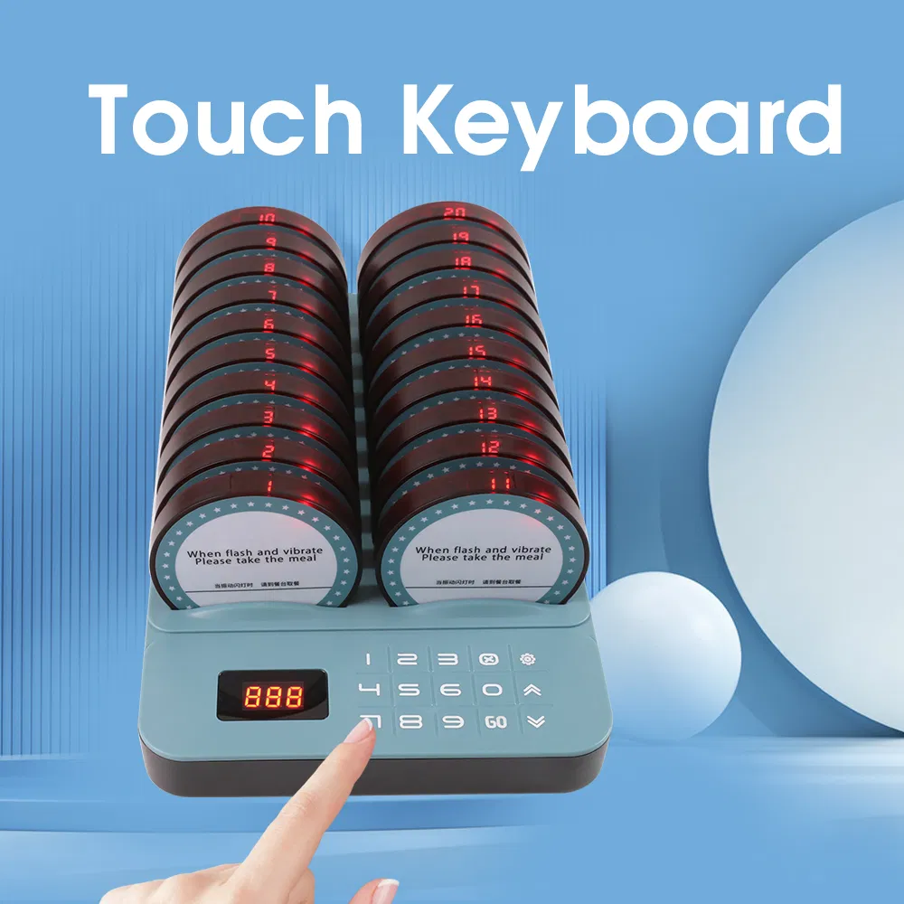 Wireless Restaurant Pager System 20 Coasters 300 Meters Food Truck