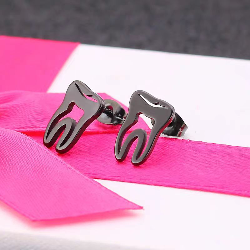 High Quality Dental Supplies Stainless Steel Tooth Shape Earrings Dental Gift