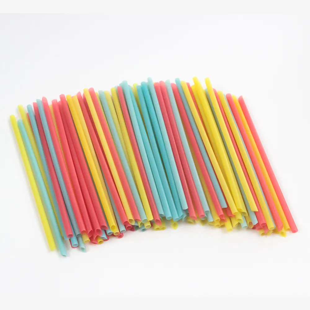 Colorful Disposable Plastic 152mm Straw in One Poly Bag